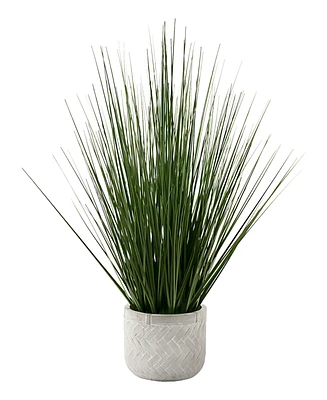 Monarch Specialties 21" Indoor Artificial Grass Plant with Decorative White Pot