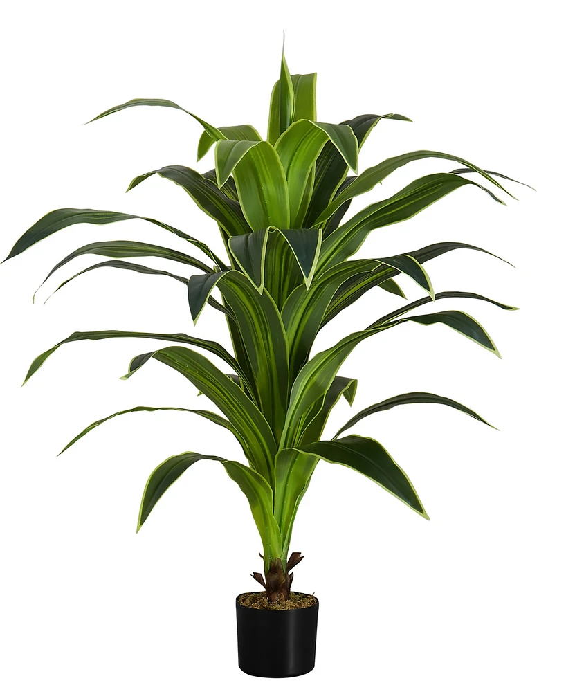 Monarch Specialties 47" Indoor Artificial Floor Dracaena Tree with Black Pot