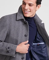 Tommy Hilfiger Men's Herringbone Charcoal Overcoat