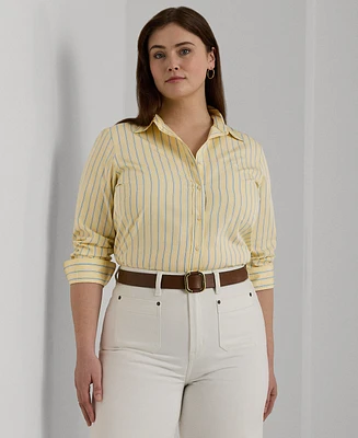 Lauren Ralph Plus Cotton Striped Shirt