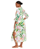 Lauren Ralph Women's Cotton Floral-Print Cover-Up Dress