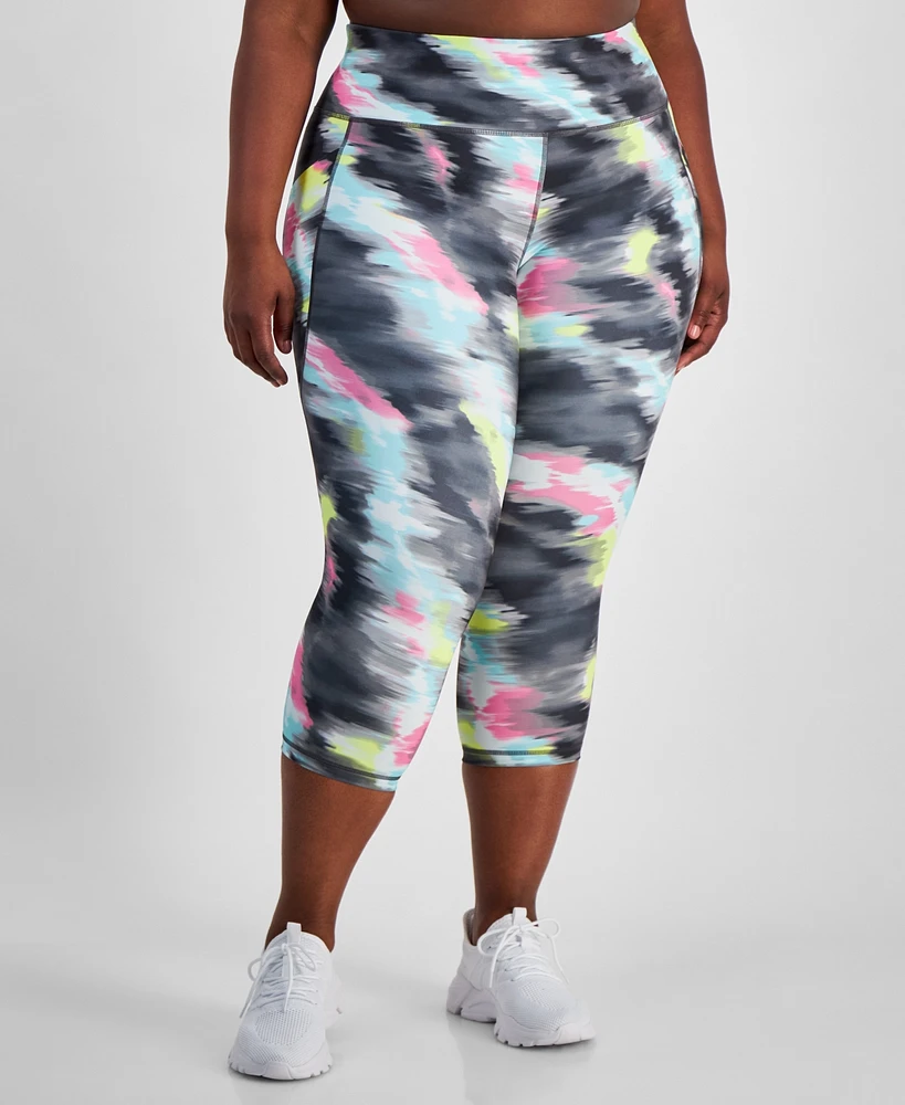 Id Ideology Plus Compression Shibori Wave Cropped Leggings, Created for Macy's