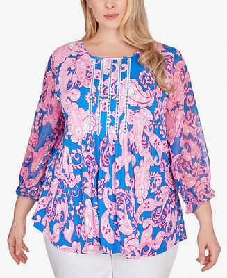 Ruby Rd. Plus Size Bright Paisley Knit Top