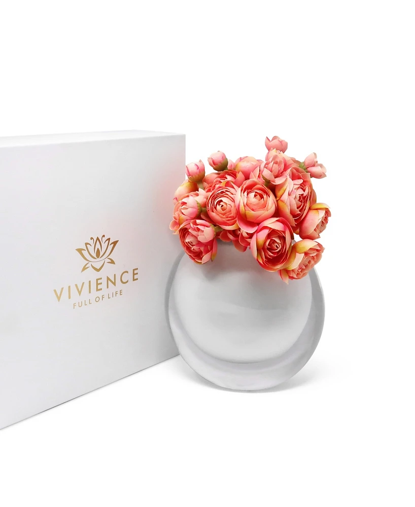 Vivience Double Wall, Inlay Glass Vase with Pink Flowers