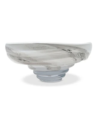 Vivience 10.75"D White with Black Strokes Glass Centerpiece Bowl