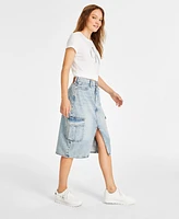 Calvin Klein Jeans Women's Cotton High-Rise Cargo Midi Skirt