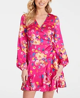 Guess Women's Long-Sleeve Floral Wrap Dress