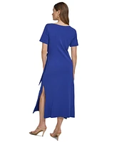 Dkny Women's Side-Tie Short-Sleeve Midi Dress