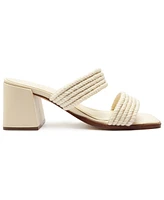 Arezzo Women's Bridget Woven Mid Block Heel Sandals