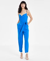 Bar Iii Women's Belted Cowl Neck Jumpsuit, Created for Macy's