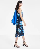 Bar Iii Women's Floral-Print Bias-Cut Midi Dress, Created for Macy's