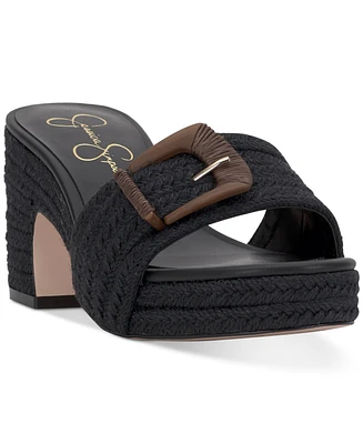 Jessica Simpson Women's Peccio Buckled Platform Block-Heel Slide Sandals