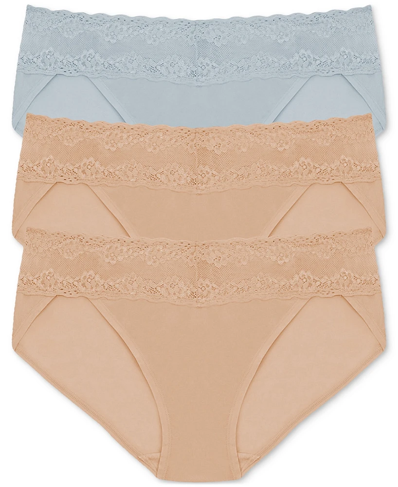 Natori Bliss Perfection Lace Waist Bikini Underwear 3-Pack 756092MP