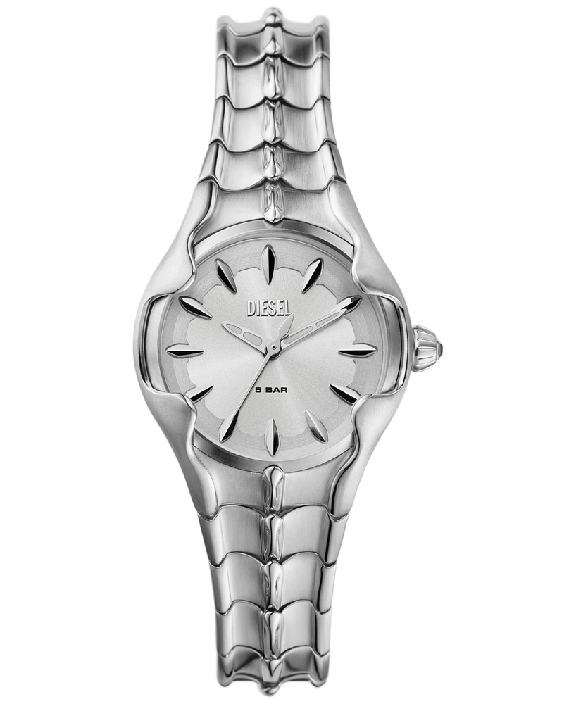 Diesel Women's Vert Three Hand Silver-Tone Stainless Steel Watch 32mm