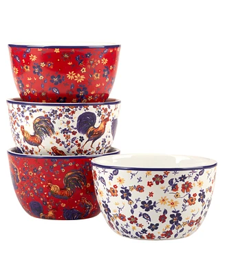 Certified International Morning Rooster Set of 4 Ice Cream Bowls
