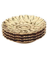 Certified International Gold Coast 3-d Set of 4 Sunflower Dessert Plates