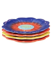 Certified International Poppy Set of 4 3-d Flower Dessert Plates