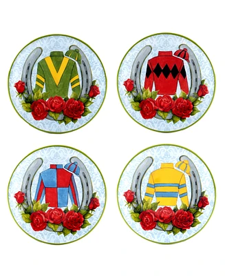 Certified International Derby Day at the Races Set of 4 Canape Plates