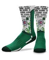 Men's For Bare Feet La Clippers Four Leaf St. Patrick's Day V-Curve Crew Socks