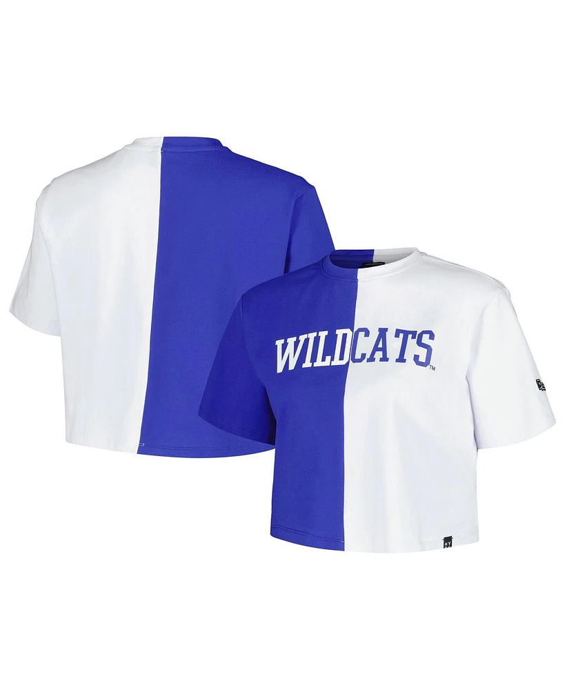 Women's Hype And Vice Royal, White Kentucky Wildcats Color Block Brandy Cropped T-shirt