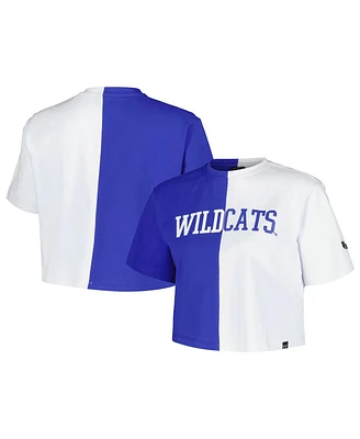 Women's Hype And Vice Royal, White Kentucky Wildcats Color Block Brandy Cropped T-shirt