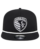 Men's New Era Black Sporting Kansas City 2024 Kick Off Collection Golfer Snapback Hat