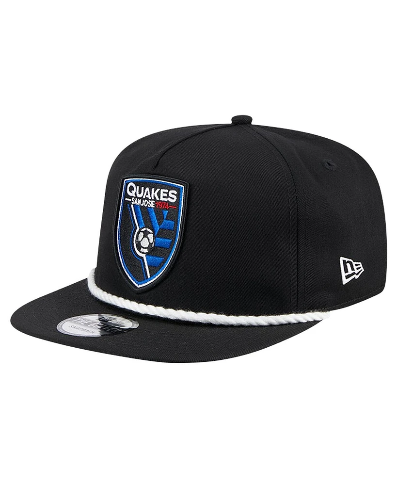 Men's New Era Black San Jose Earthquakes The Golfer Kickoff Collection Adjustable Hat