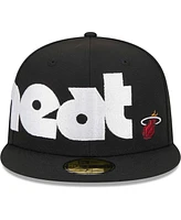 Men's New Era Black Miami Heat Checkerboard Uv 59FIFTY Fitted Hat