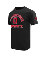 Men's Pro Standard Black Distressed Ohio State Buckeyes Classic Stacked Logo T-shirt