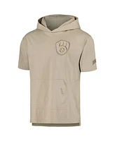 Men's Pro Standard Tan Milwaukee Brewers Neutral Short Sleeve Hoodie T-shirt