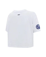 Women's Pro Standard White Tampa Bay Lightning Boxy Script Tail Cropped T-shirt