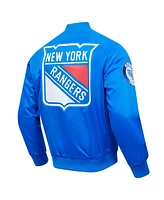 Men's Pro Standard Blue New York Rangers Classic Satin Full-Snap Jacket