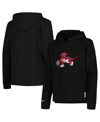 Big Boys Mitchell & Ness Black Distressed Toronto Raptors Hardwood Classics Legendary Slub Lightweight Pullover Hoodie