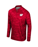 Men's Colosseum Red Wisconsin Badgers Carson Raglan Quarter-Zip Jacket