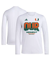 Men's and Women's adidas White Miami Hurricanes 2024 On-Court Bench Our Moment Long Sleeve T-shirt