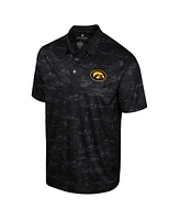 Men's Colosseum Black Iowa Hawkeyes Daly Print Polo Shirt