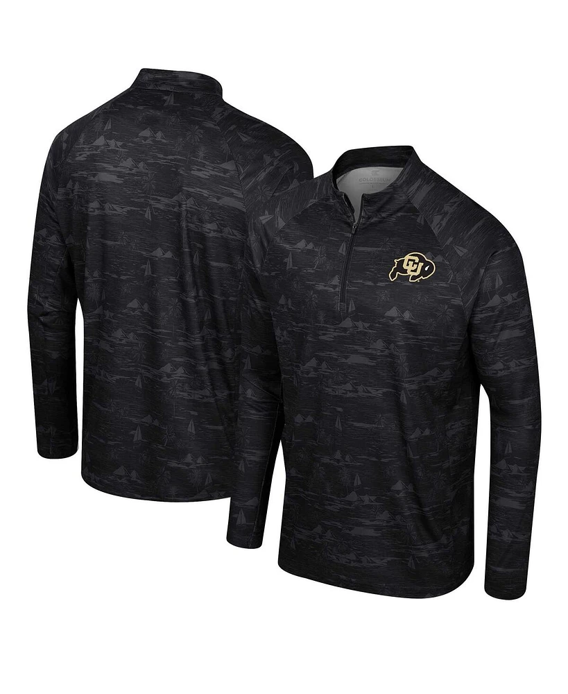 Men's Colosseum Black Colorado Buffaloes Carson Raglan Quarter-Zip Jacket