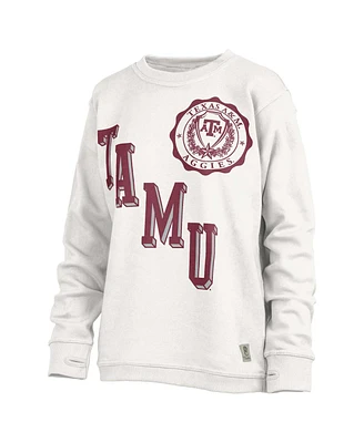 Women's Pressbox White Texas A&M Aggies Shoreline Sundown Pullover Sweatshirt