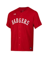 Men's Under Armour Red Wisconsin Badgers Replica Full-Button Baseball Jersey