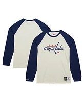 Men's Mitchell & Ness Cream Washington Capitals Legendary Slub Vintage-Like Raglan Long Sleeve T-shirt