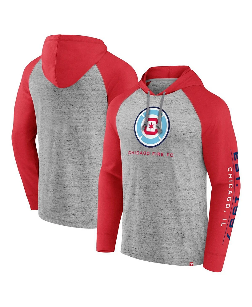 Men's Fanatics Steel Chicago Fire Deflection Raglan Pullover Hoodie