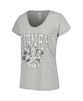 Women's Heather Gray Mickey & Friends Scoop Neck T-shirt