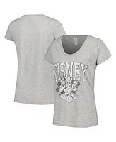 Women's Heather Gray Mickey & Friends Scoop Neck T-shirt