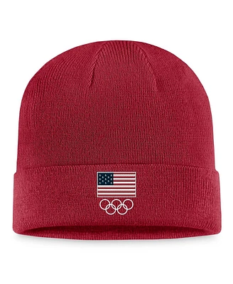Men's Cardinal Team Usa Flag Cuffed Knit Hat