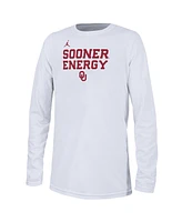 Big Boys Jordan White Oklahoma Sooners 2024 On-Court Bench Energy T-shirt