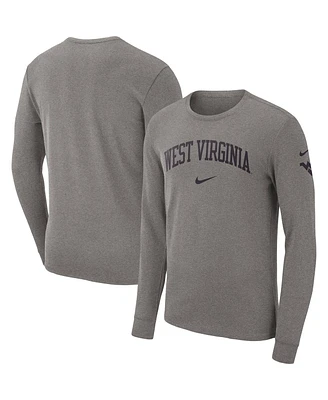 Men's Nike Heather Gray West Virginia Mountaineers Arch 2-Hit Long Sleeve T-shirt