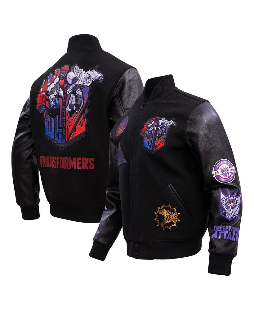 Men's Freeze Max Black Transformers Autobots vs. Decepticons Full-Zip Varsity Jacket