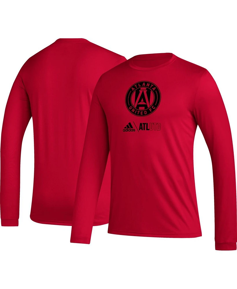 Men's adidas Red Atlanta United Fc Icon Aeroready Long Sleeve T-shirt