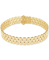 Italian Gold Polished Rectangular Tube Link Statement Bracelet in 14k Gold