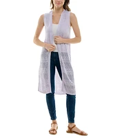 Ultra Flirt Juniors' Open-Knit Pointelle Duster Sweater Vest